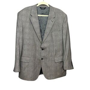 Jos A Bank 100% Wool Gray Blue Striped Blazer Size 46